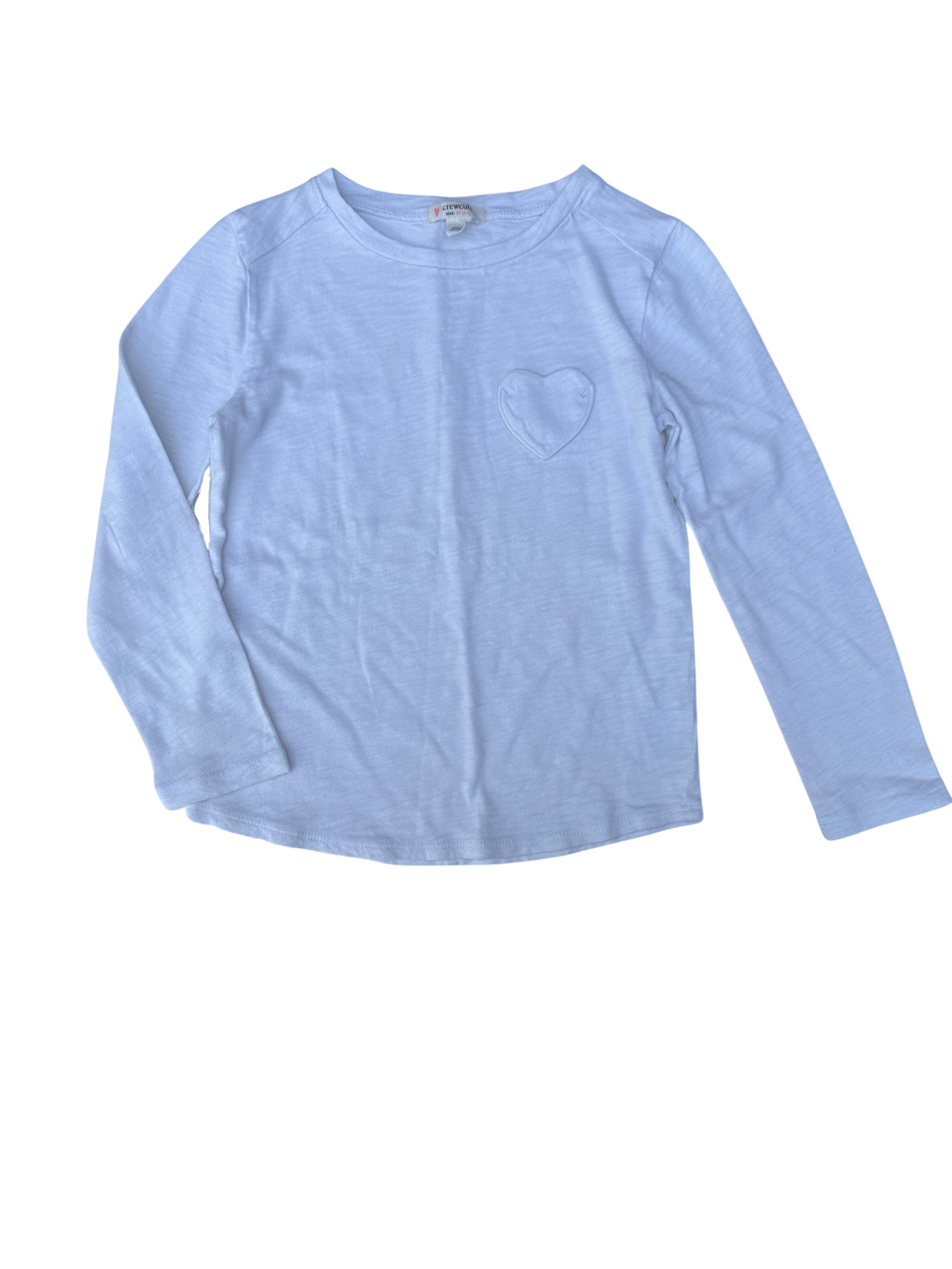 Crewcuts white long sleeve tee with heart pocket (size 4-5yrs)