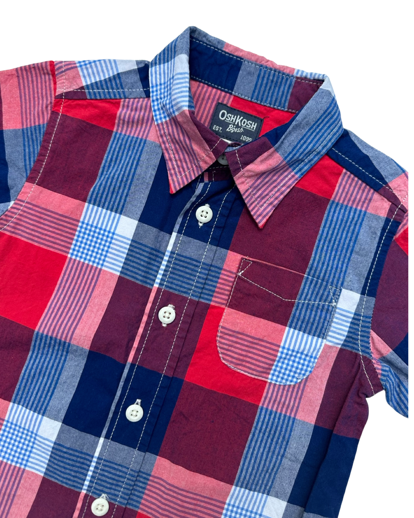Osh Kosh short sleeve checked shirt (size 12-18mths)