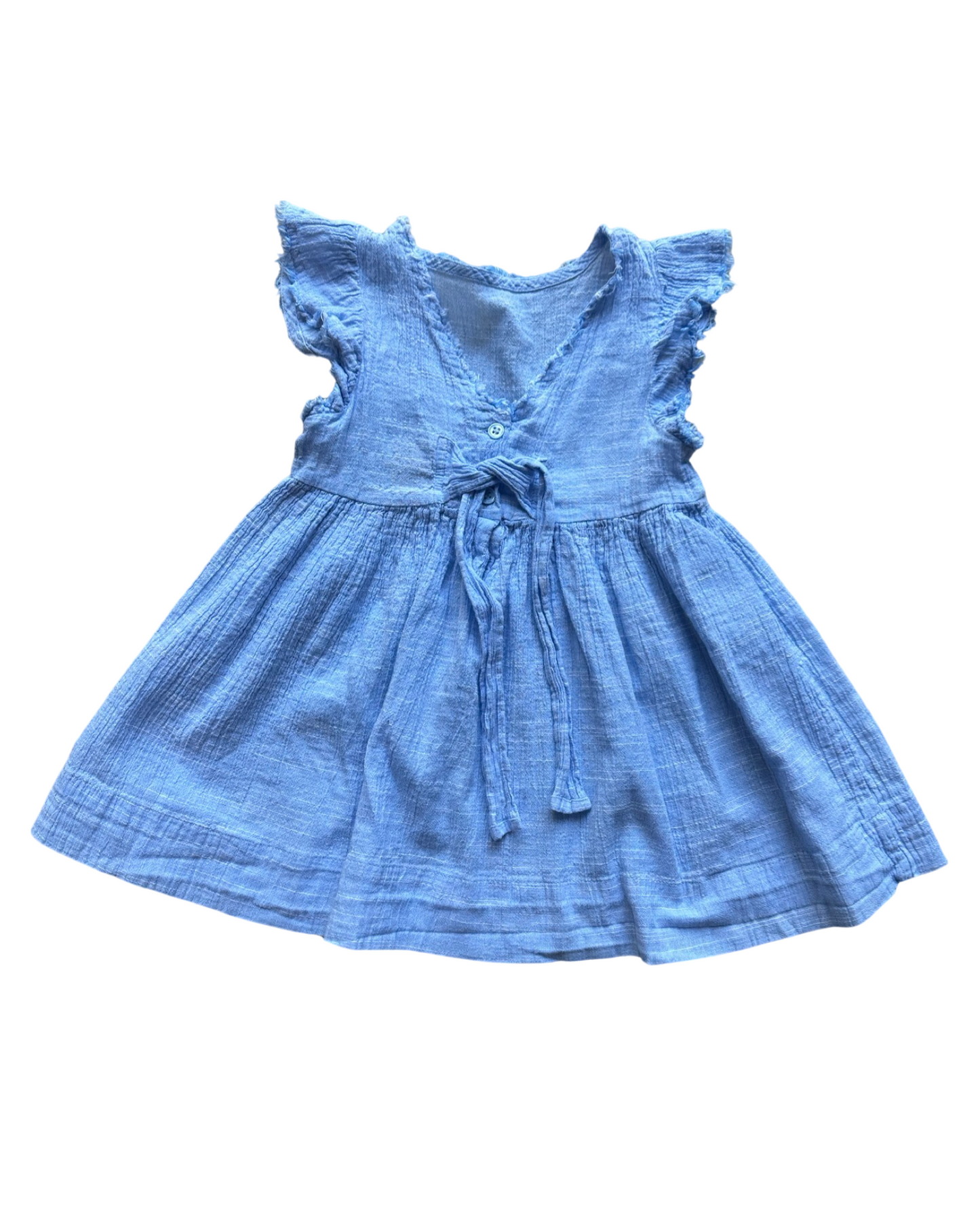 Next baby blue seersucker cotton dress (size 12-18mths)