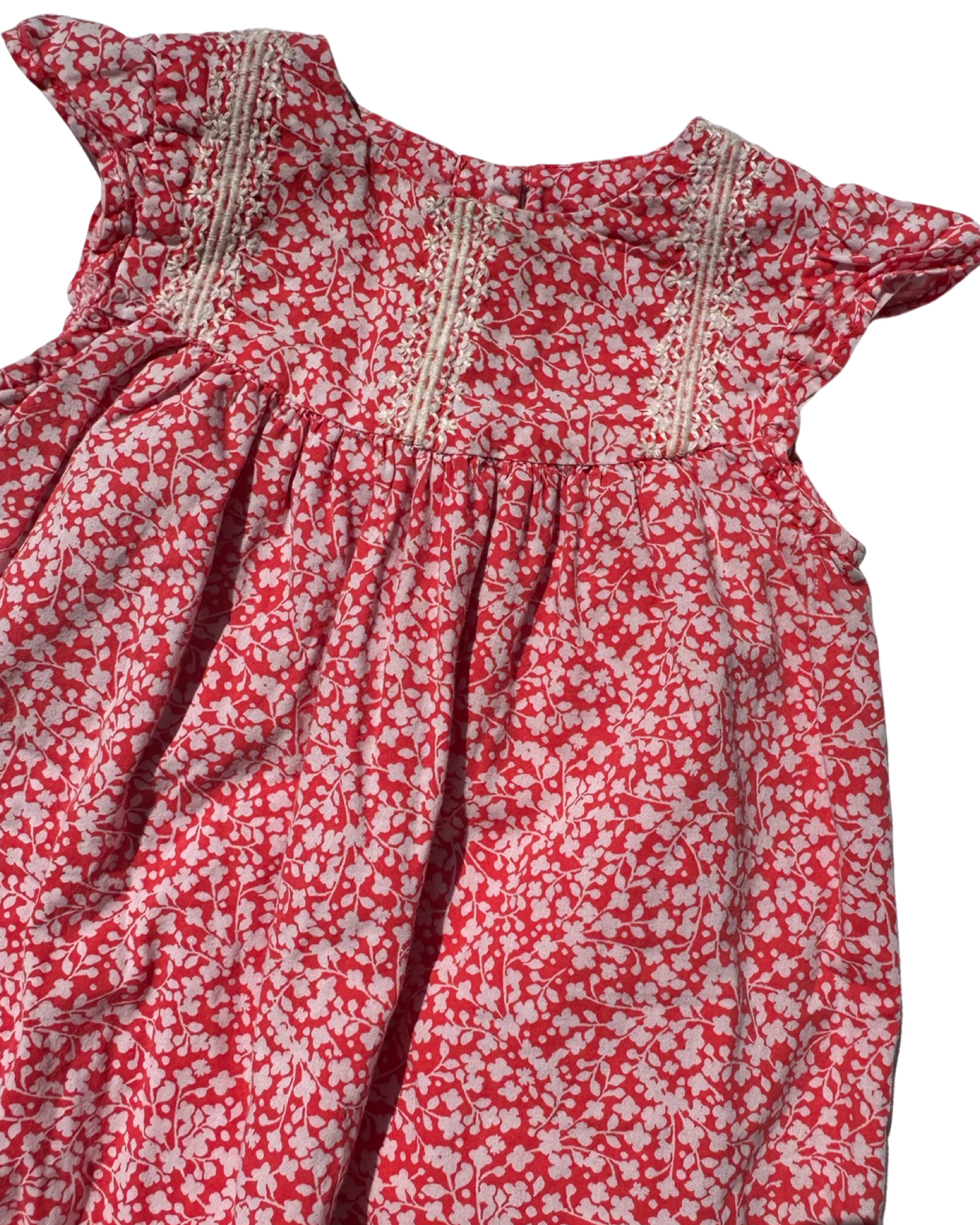 M&S red ditsy floral print romper (size 6-9mths)