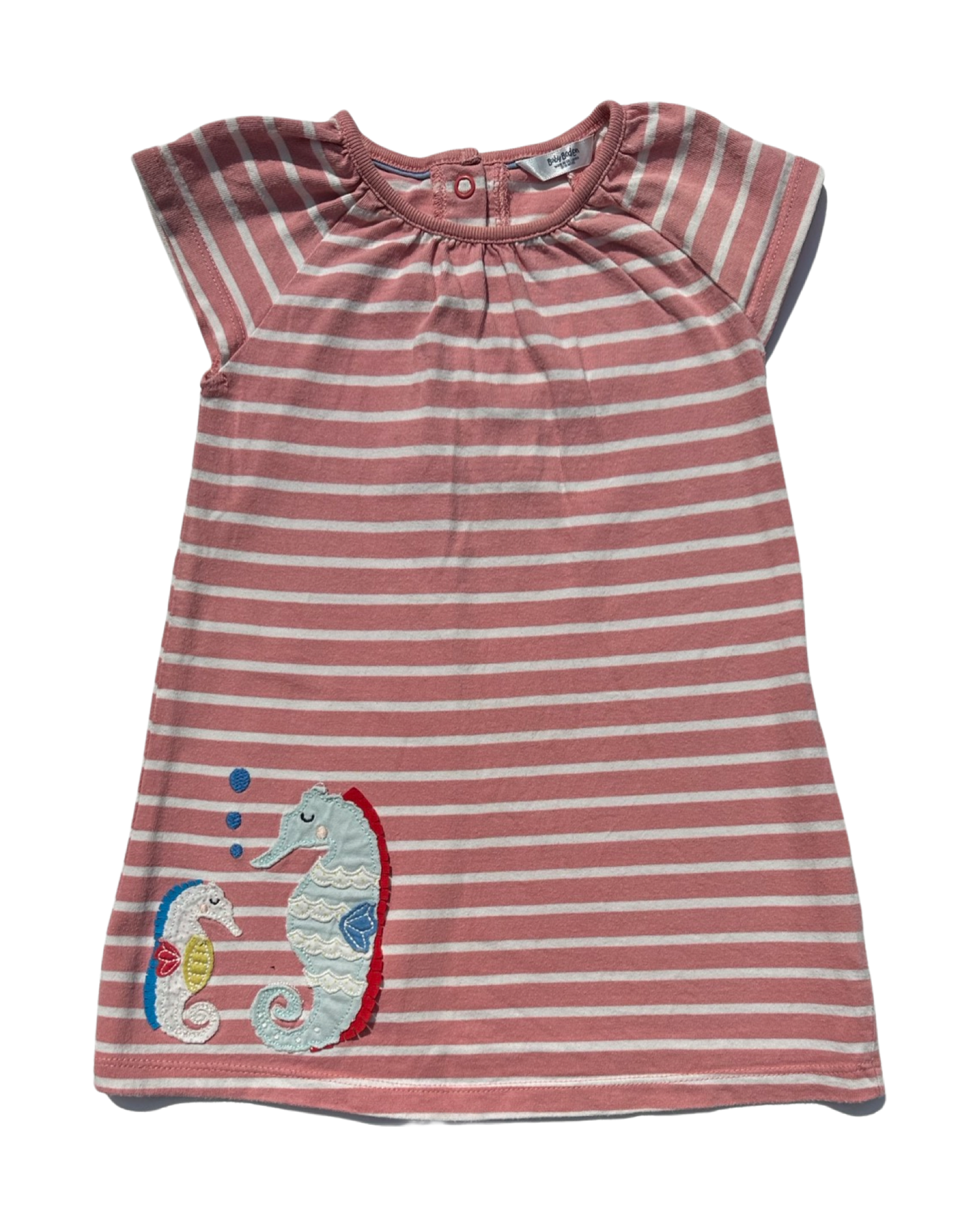 Baby Boden pink striped sea horse dress (size 12-18mths)