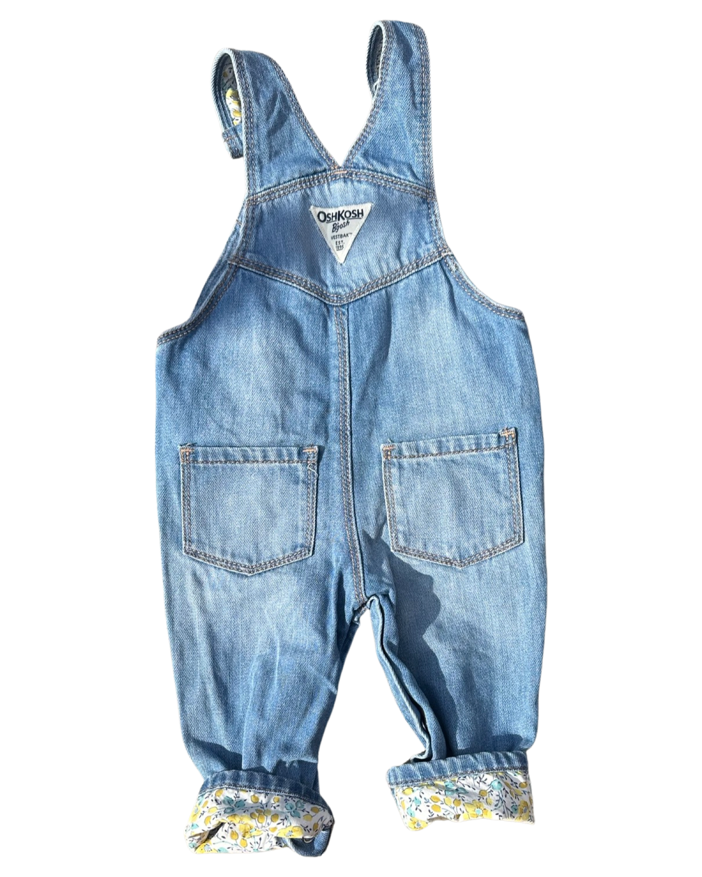 Osh Kosh dungarees with floral trim (6-9mths)