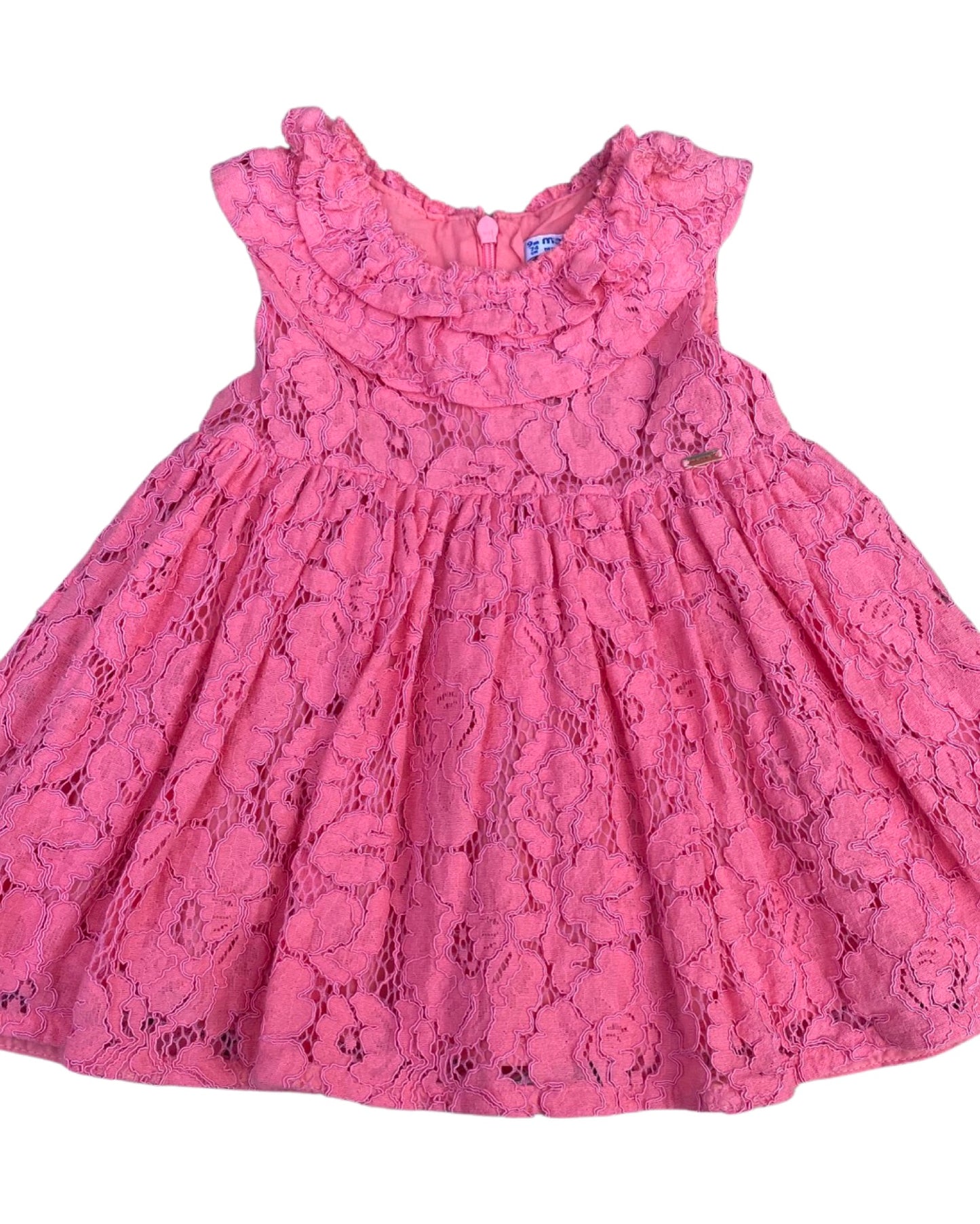 Mayoral pink frilled floral cut out dress (6-9mths)