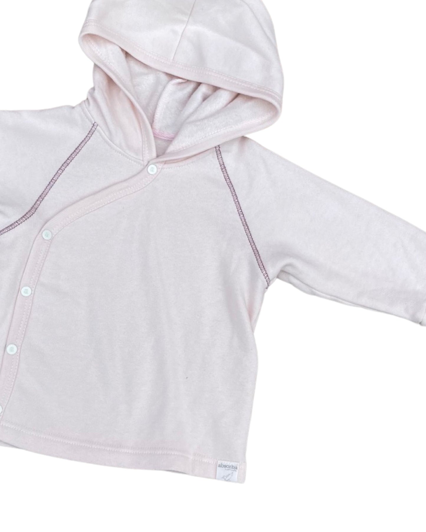 Absorba light pink hooded cotton cardigan (0-3mths)