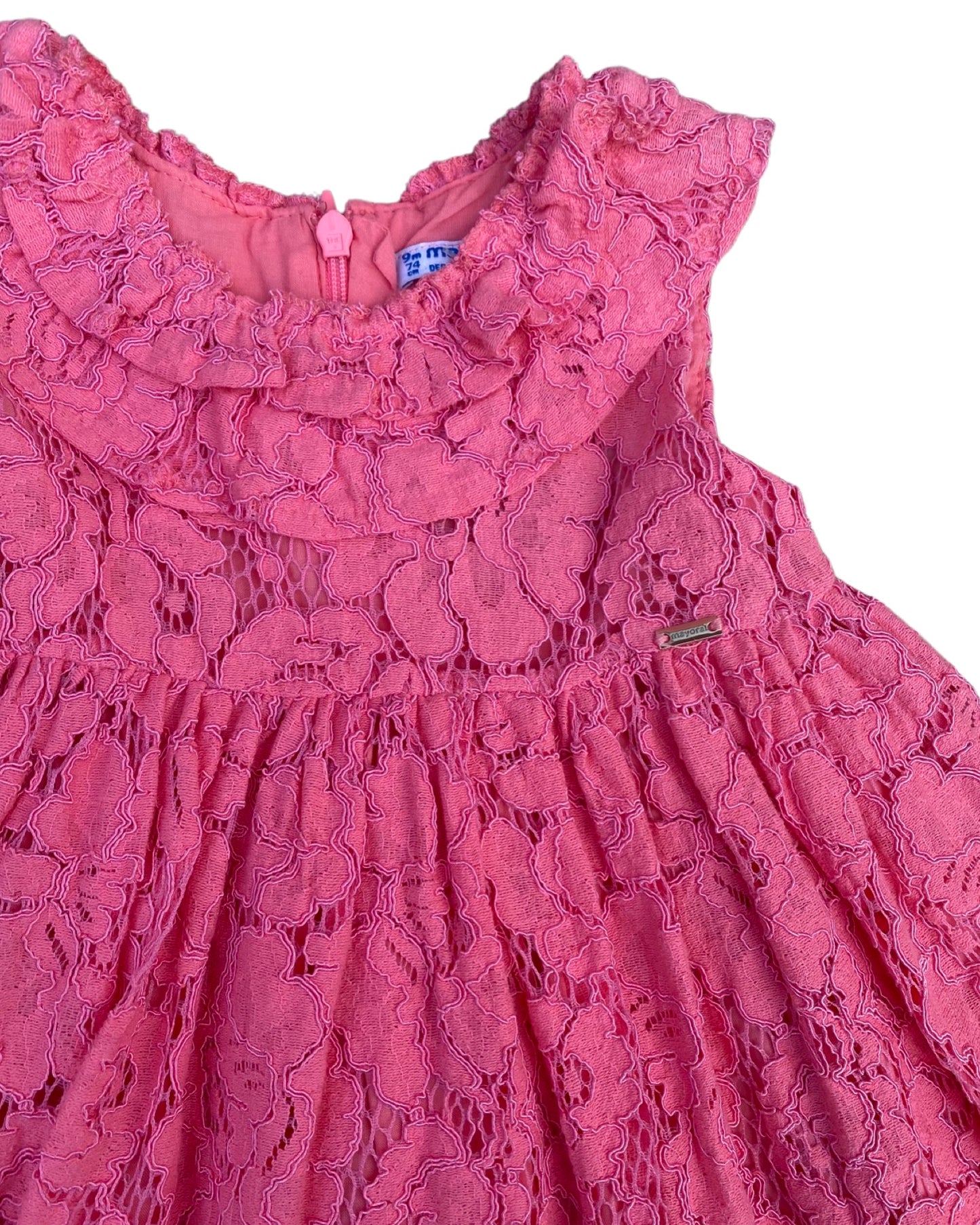 Mayoral pink frilled floral cut out dress (6-9mths)