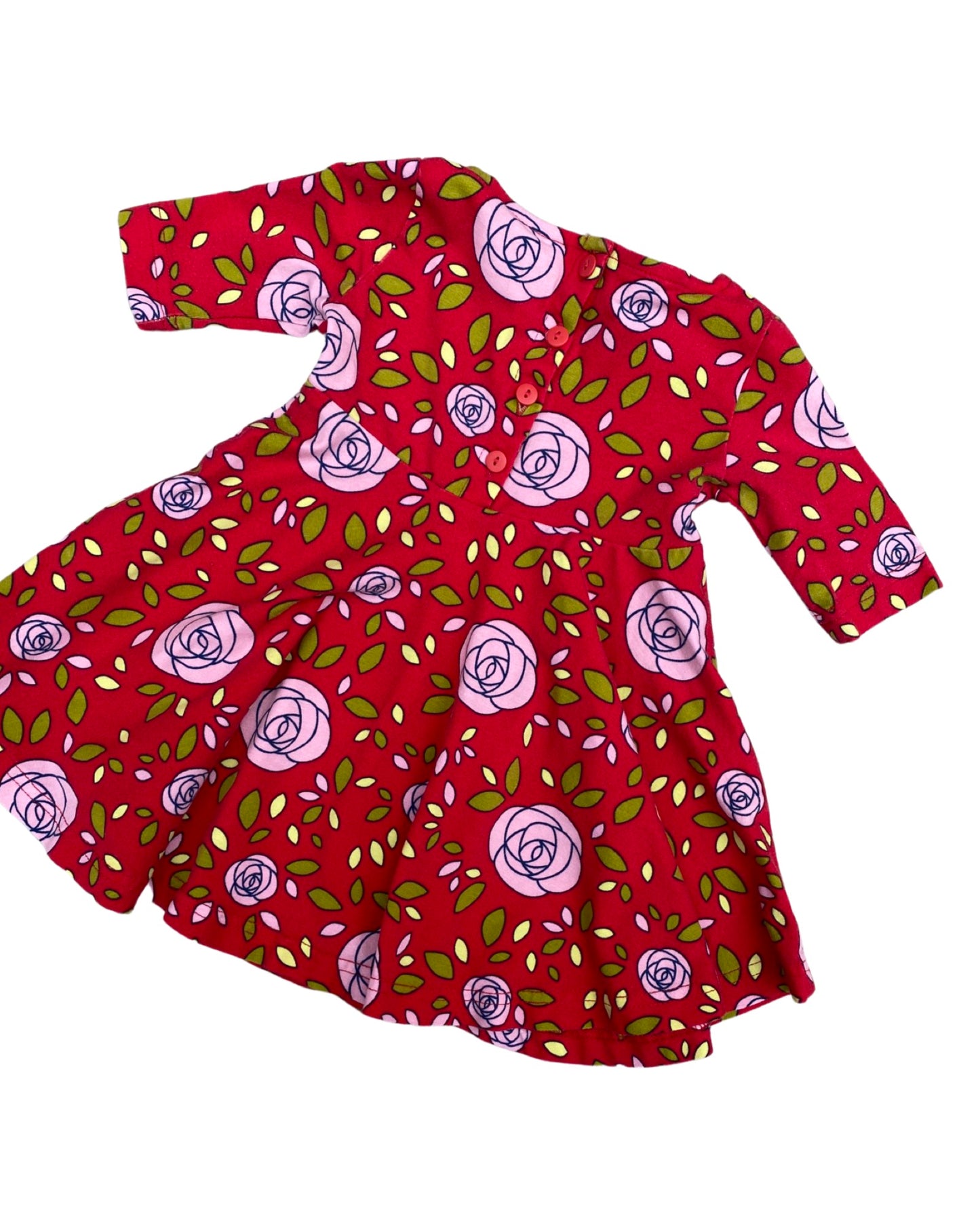 Polarn O.Pyret Rose print dress (3-6mths)