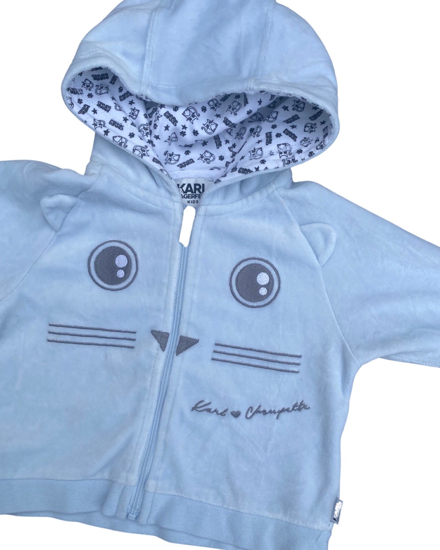 Karl Lagerfeld baby zip up baby blue velour hoodie (6-9mths)