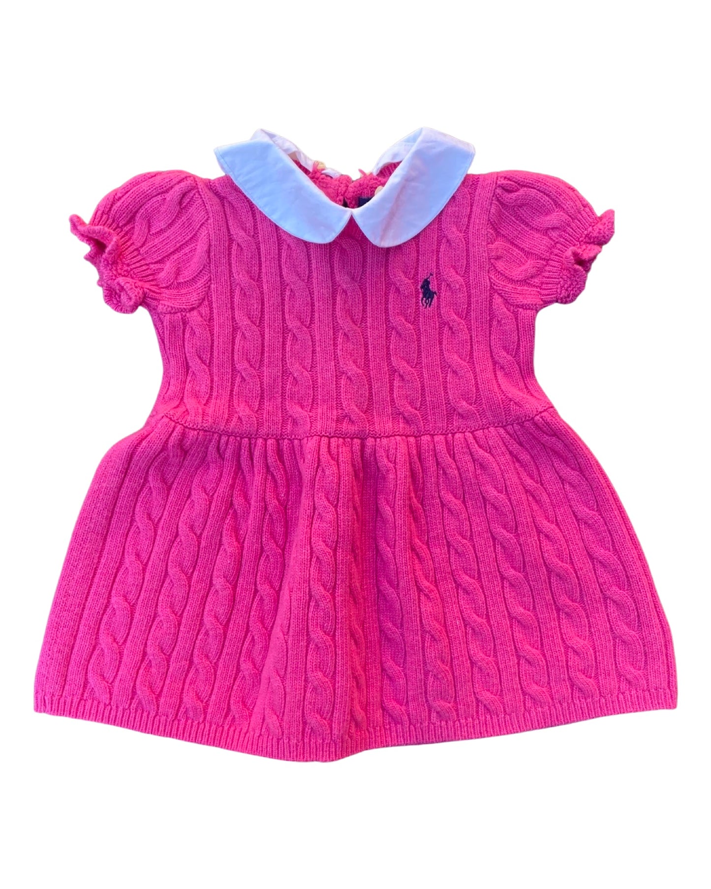 Ralph Lauren knitted hot pink cable knit collared dress (12mths)