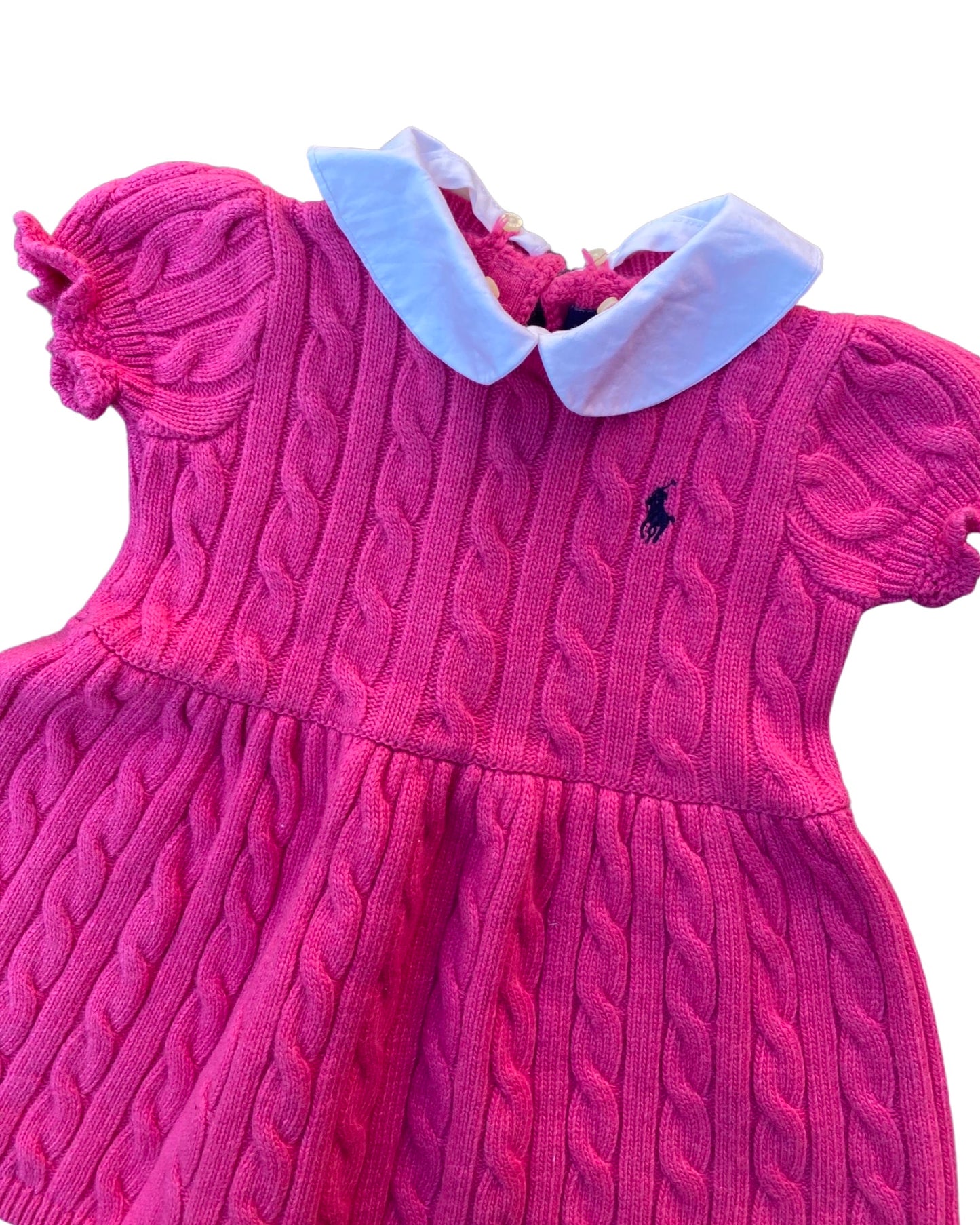 Ralph Lauren knitted hot pink cable knit collared dress (12mths)