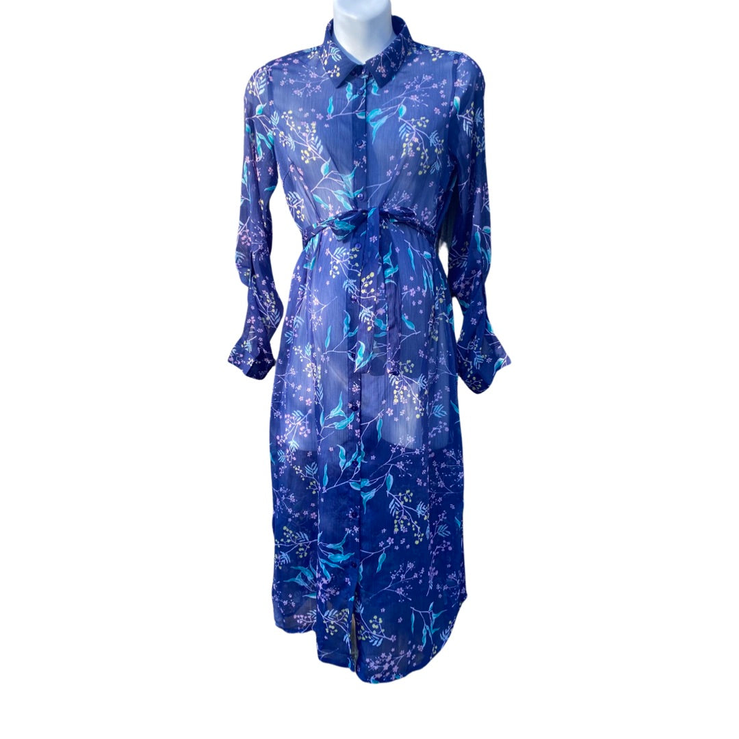 Mamalicious maternity sheer floral print shirt maxi dress (size S)