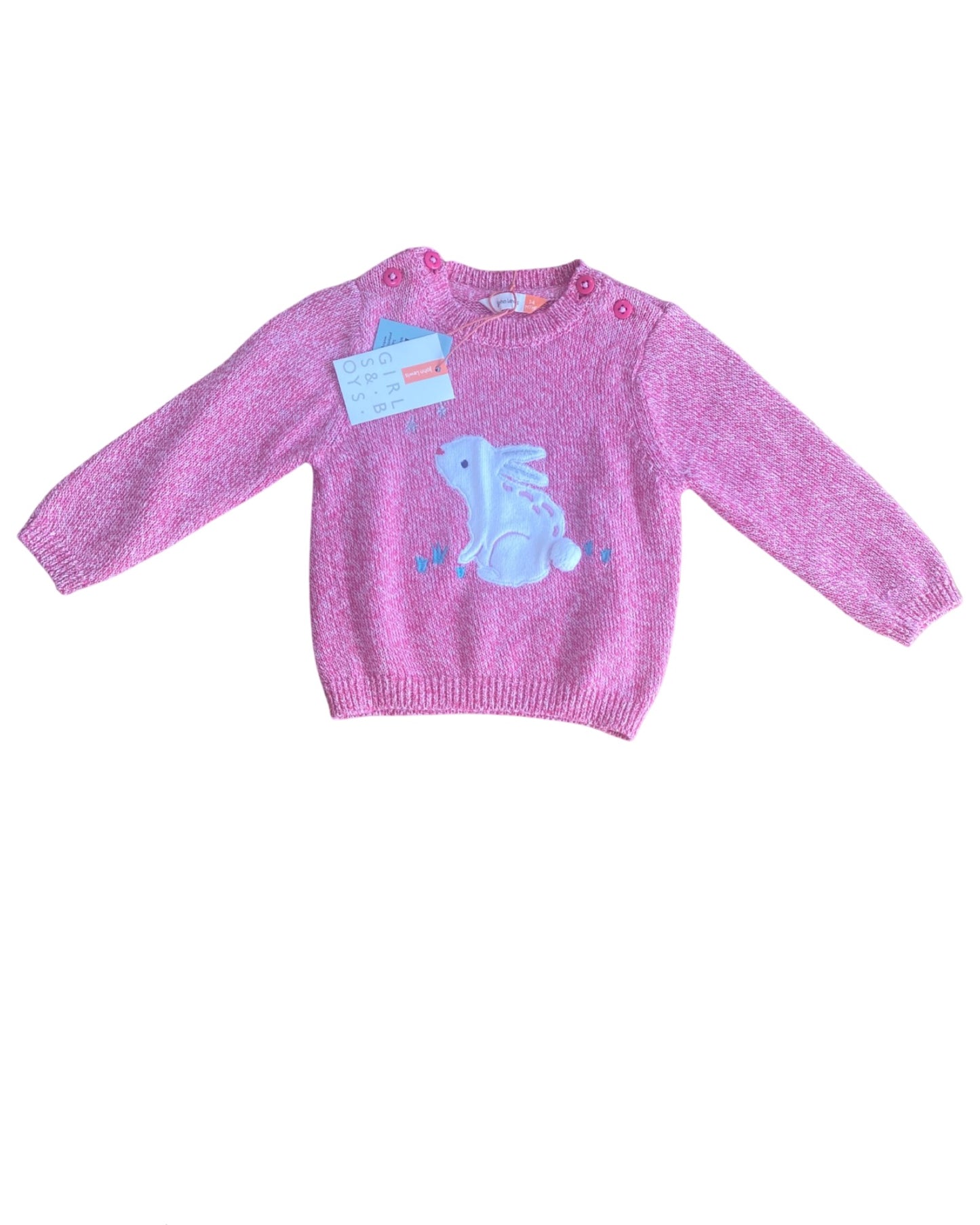 John Lewis knit jumper with embroidered bunny (3-6mths)