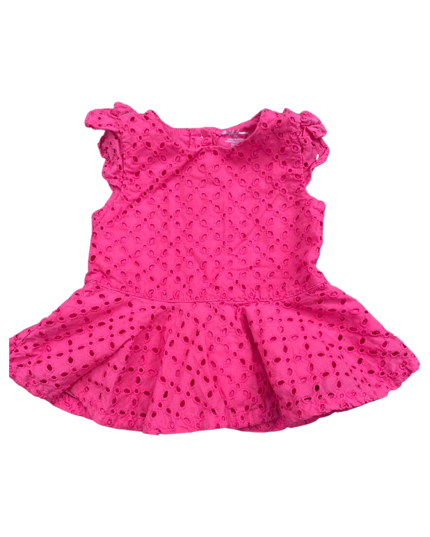 Ralph Lauren hot pink broderie anglaise baby dress (3-6mths)