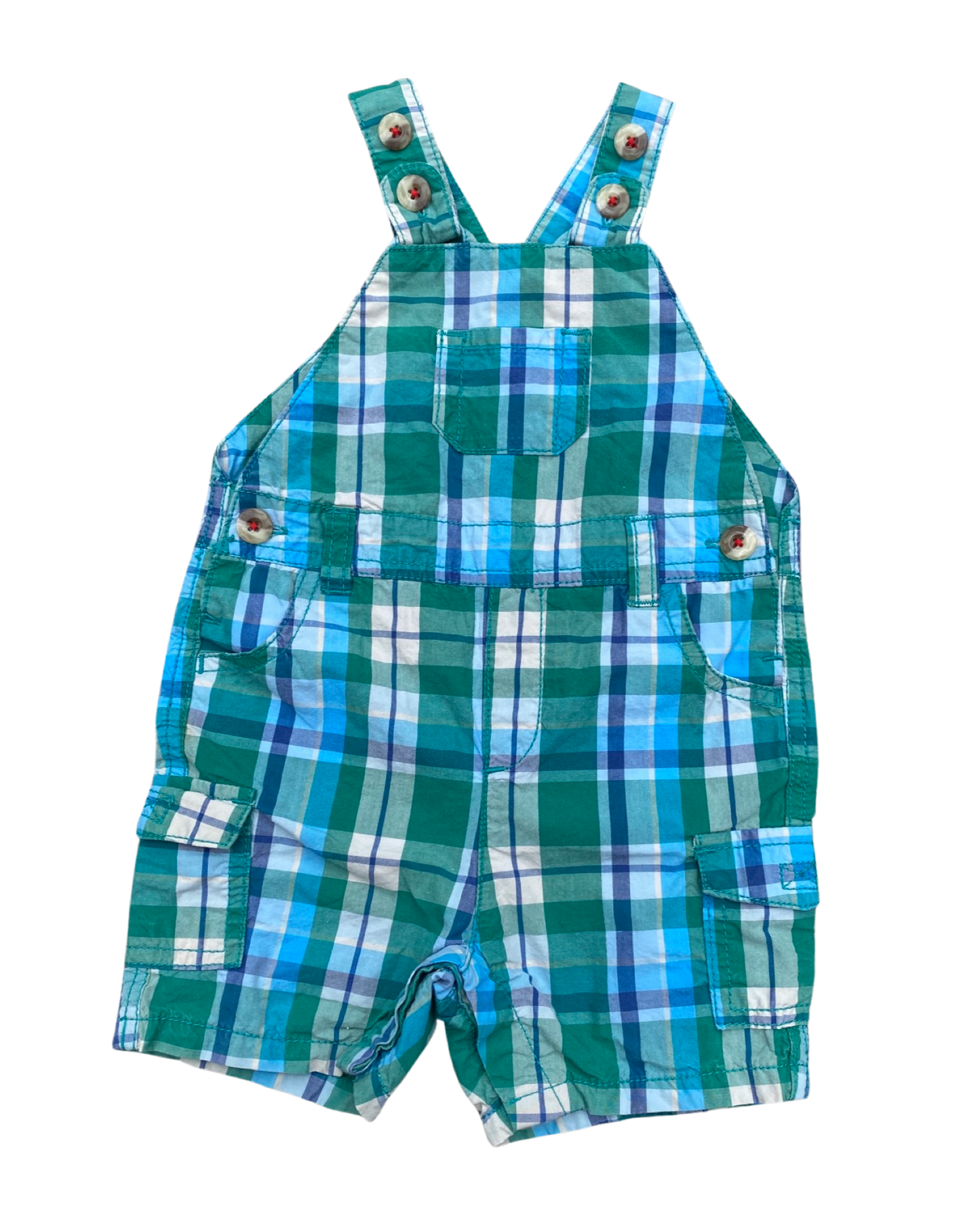 John Lewis checked cotton short dungarees (6-9mths)