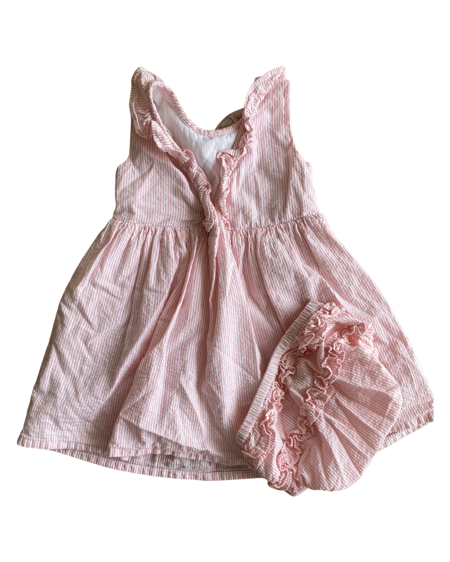 Baby Boden seersucker cotton dress with embroidered strawberries (12-18mths)