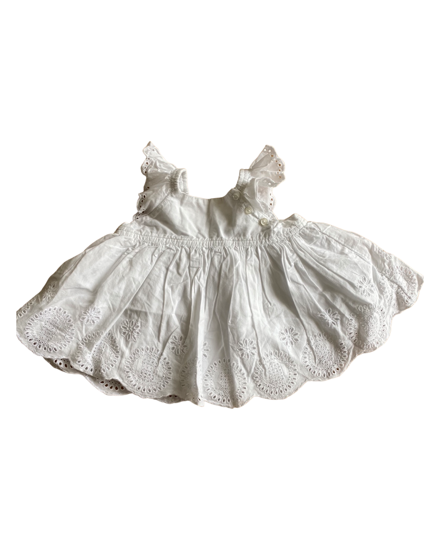 Baby Gap flutter sleeve cotton blouse with eyelet lace trim (12-18mths)