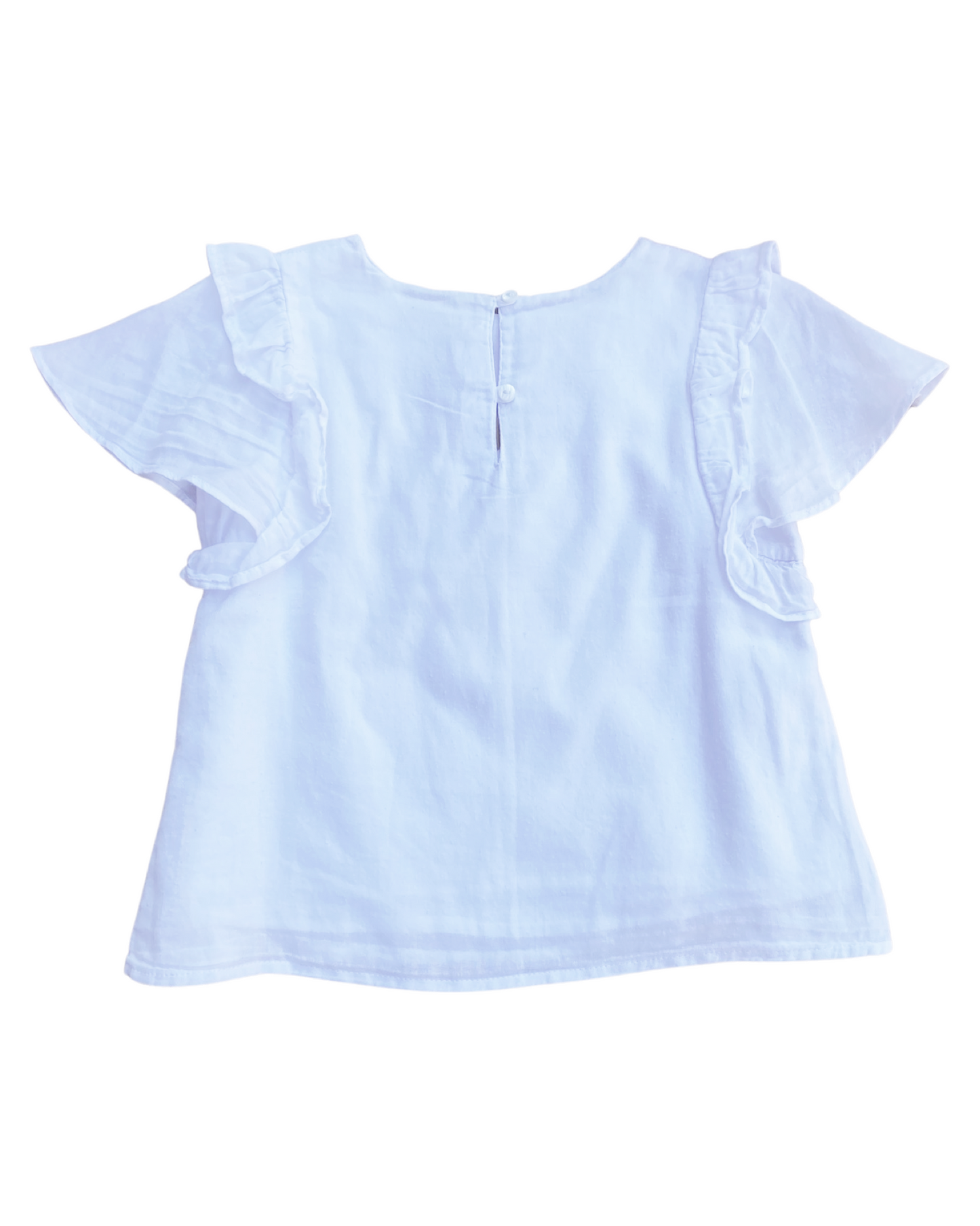 Baby Zara white cotton embroidered frill sleeve top (3-4yrs)