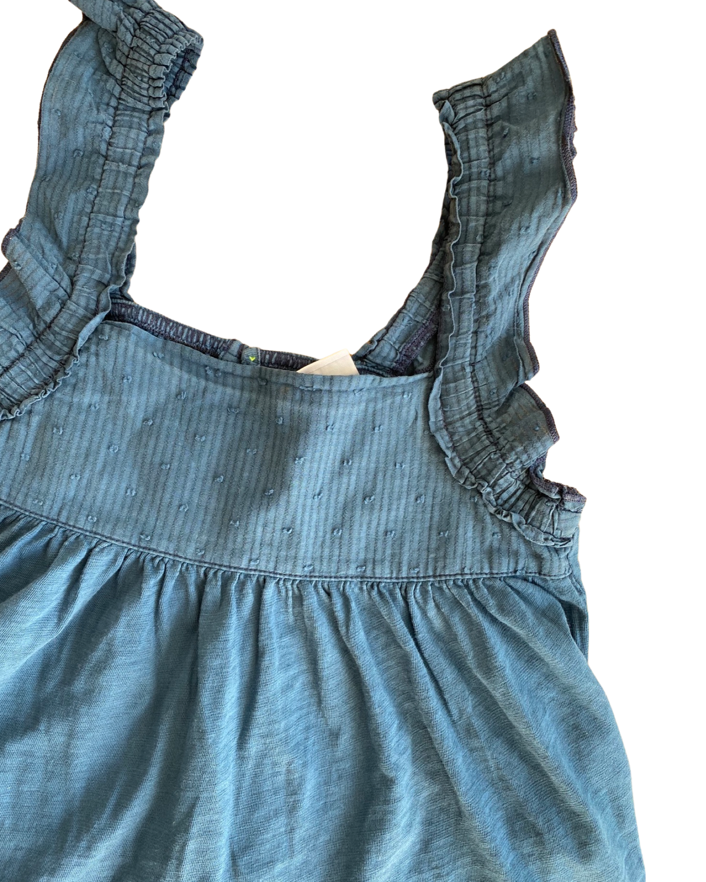 Baby Zara jersey cotton petrol blue frilled strap top (3-4yrs)