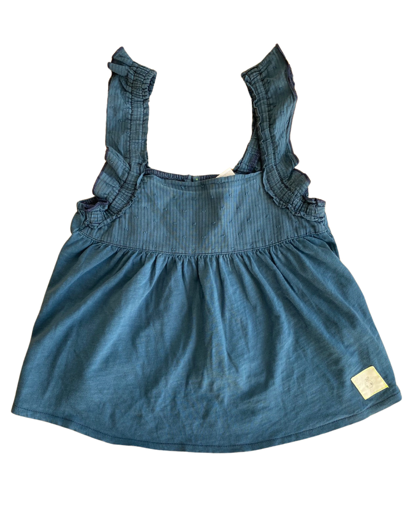 Baby Zara jersey cotton petrol blue frilled strap top (3-4yrs)