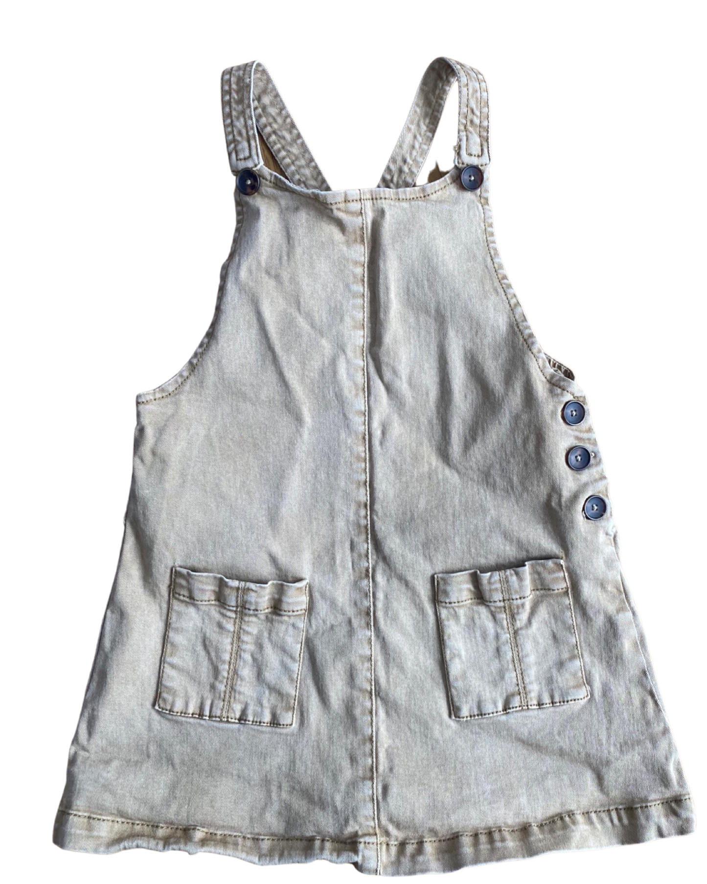 Baby Zara sand cotton pinafore dress (3-4yrs)