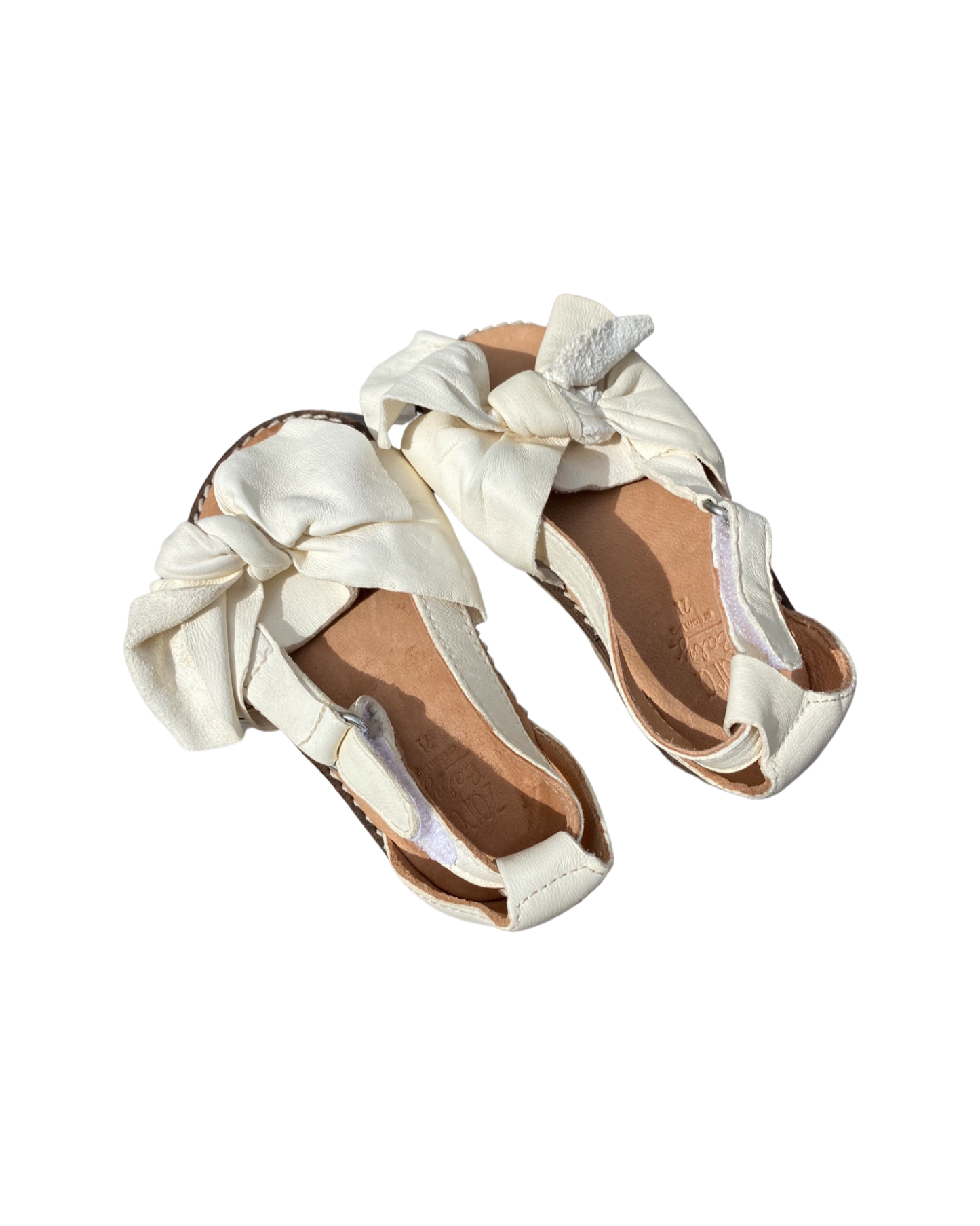 Zara white leather bow sandals (size EU21/UK4.5)