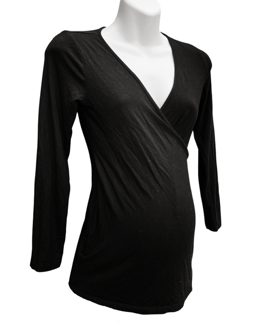 ASOS maternity black jersey wrap front top (size 8)
