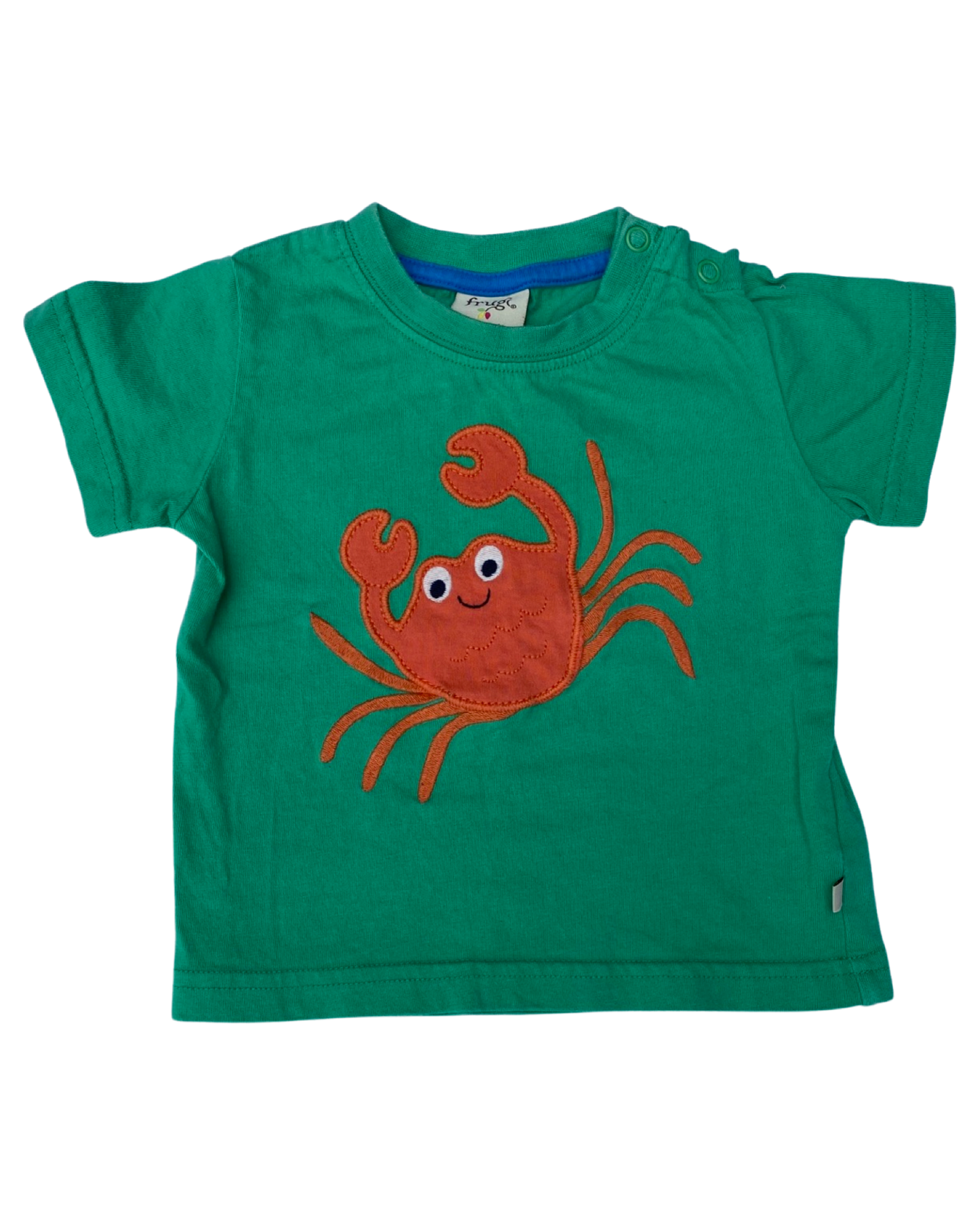 Frugi crab appliqué t shirt (size 3-6mths)