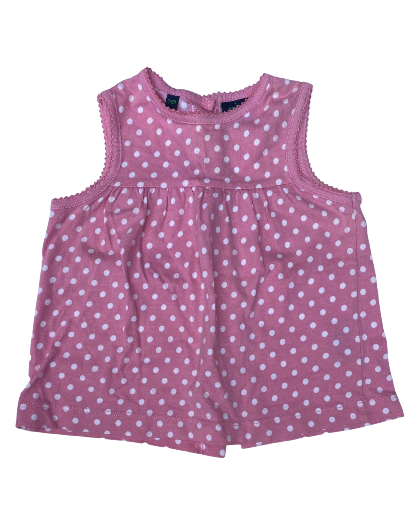 Baby Boden pink dotty sleeveless top (size 12-18mths)