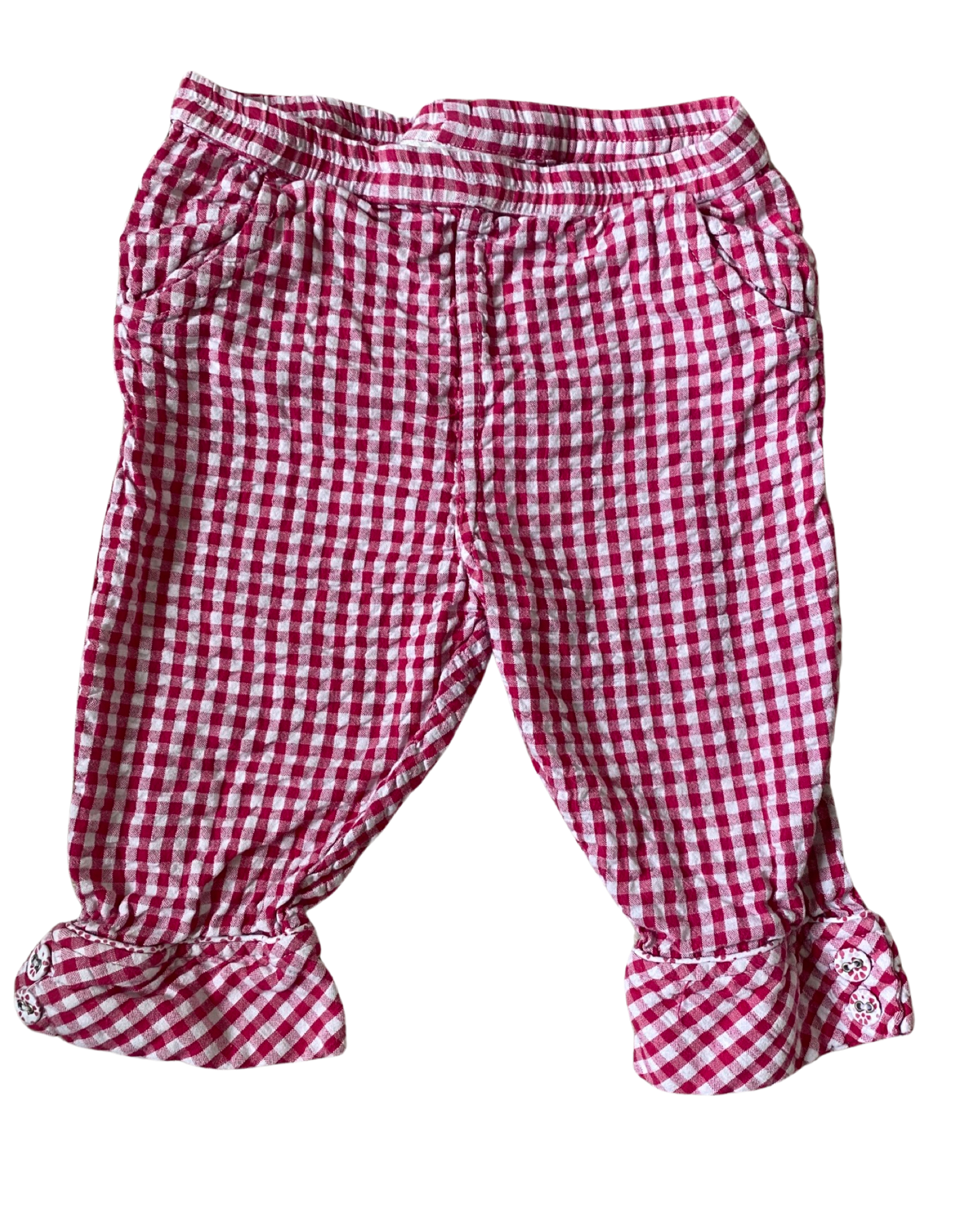 JoJo Maman Bebe pink gingham cropped trousers (size 2-3yrs)