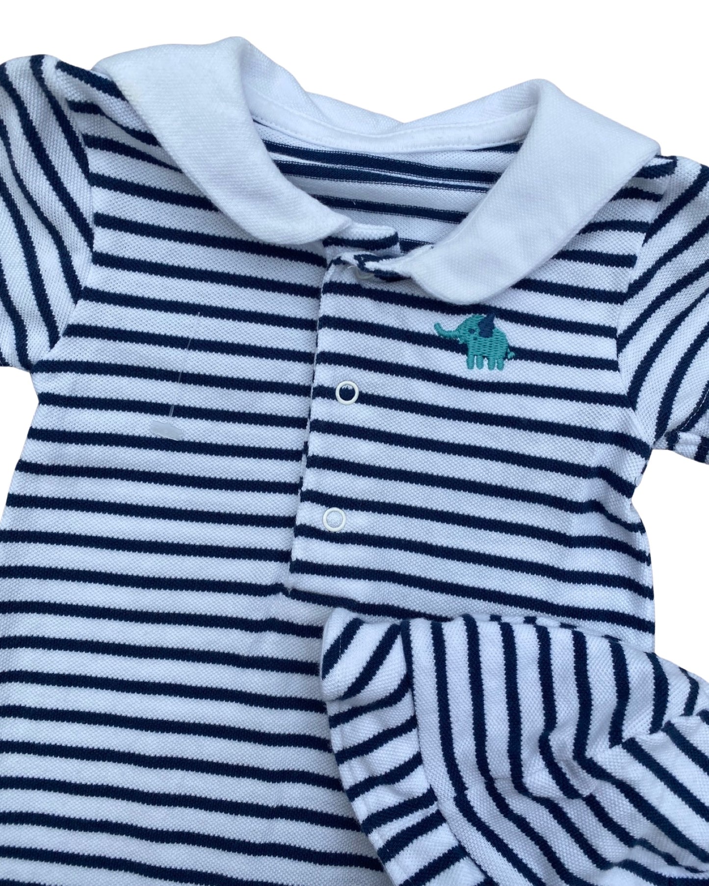 John Lewis sailor style striped short romper with matching hat (0-3mths)