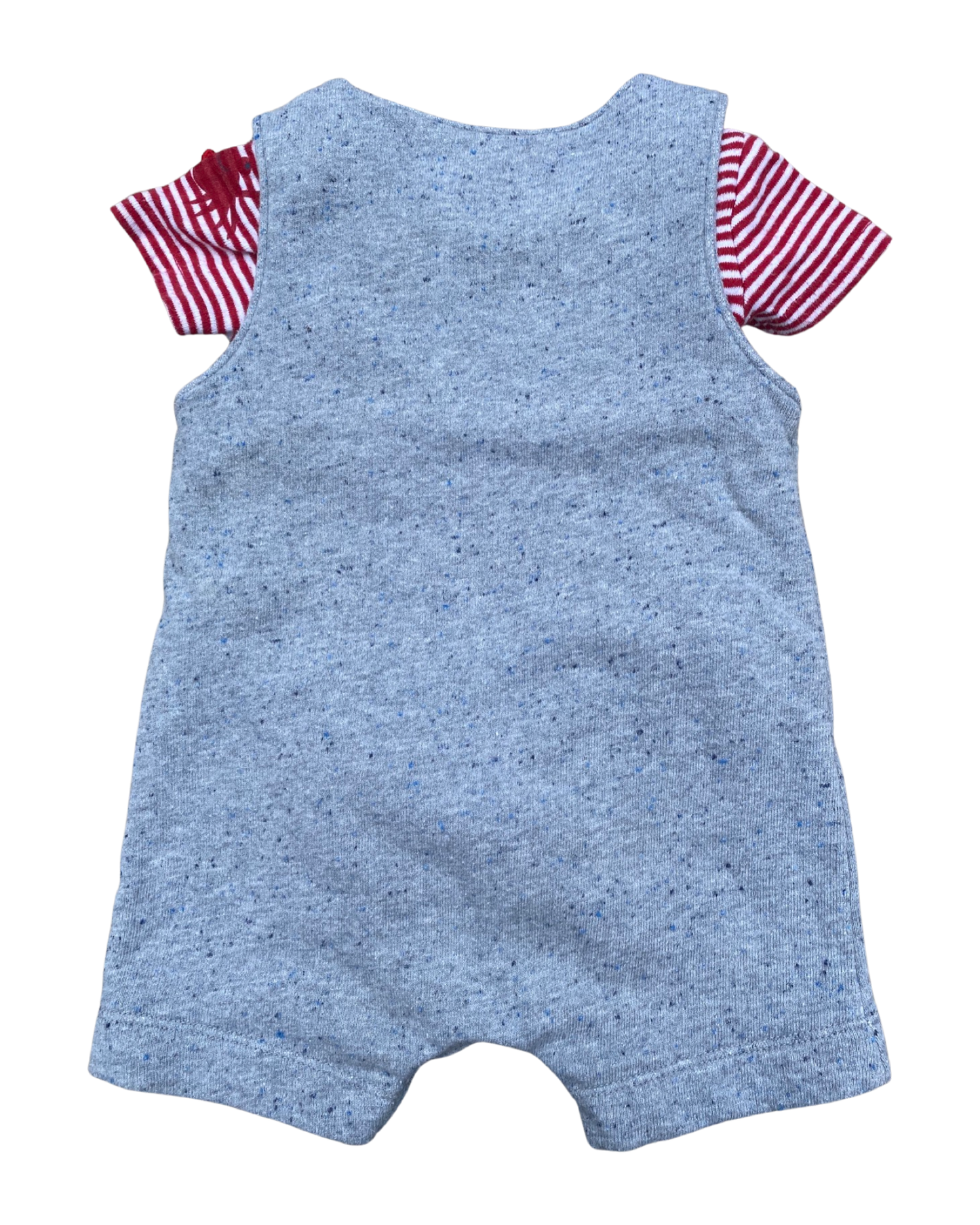 The Little White Company short jersey dungaree romper with striped bodysuit (0-3mths)