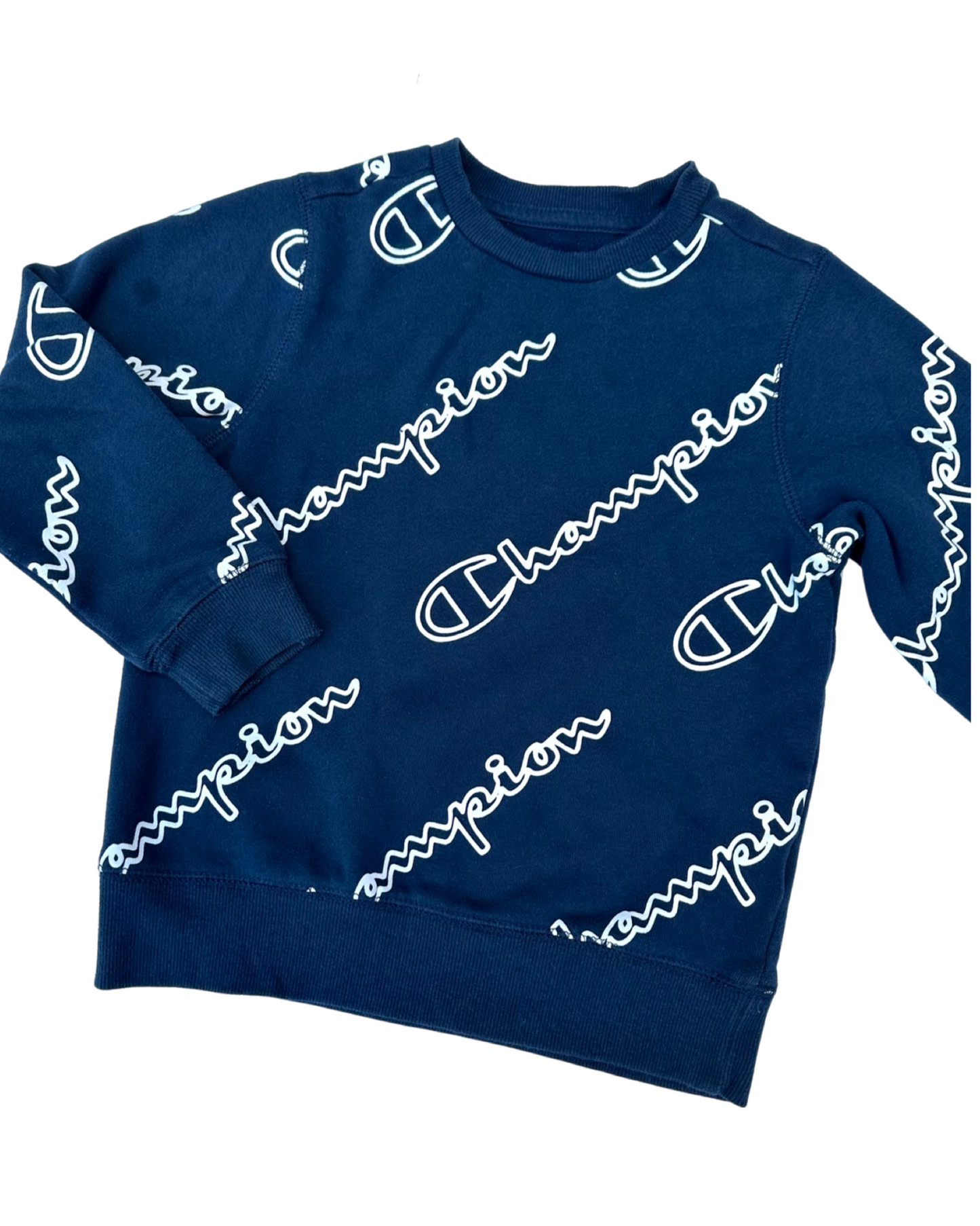 Champion navy logo print vintage sweatshirt (5-6yrs)