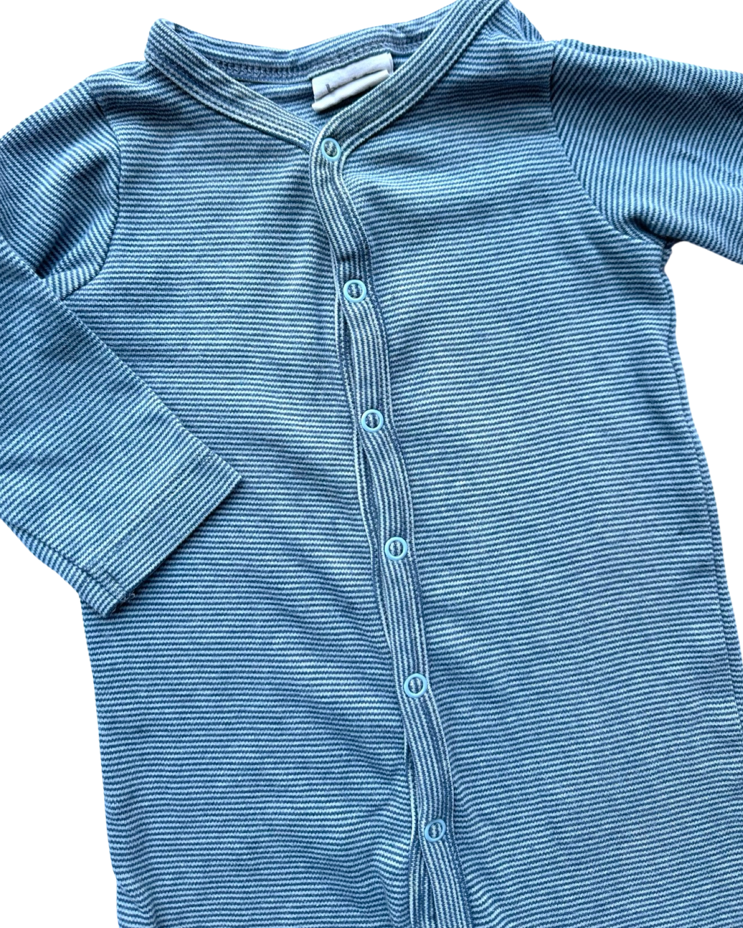 Buddy & Hope blue striped organic cotton sleepsuit (size 3-6mths)