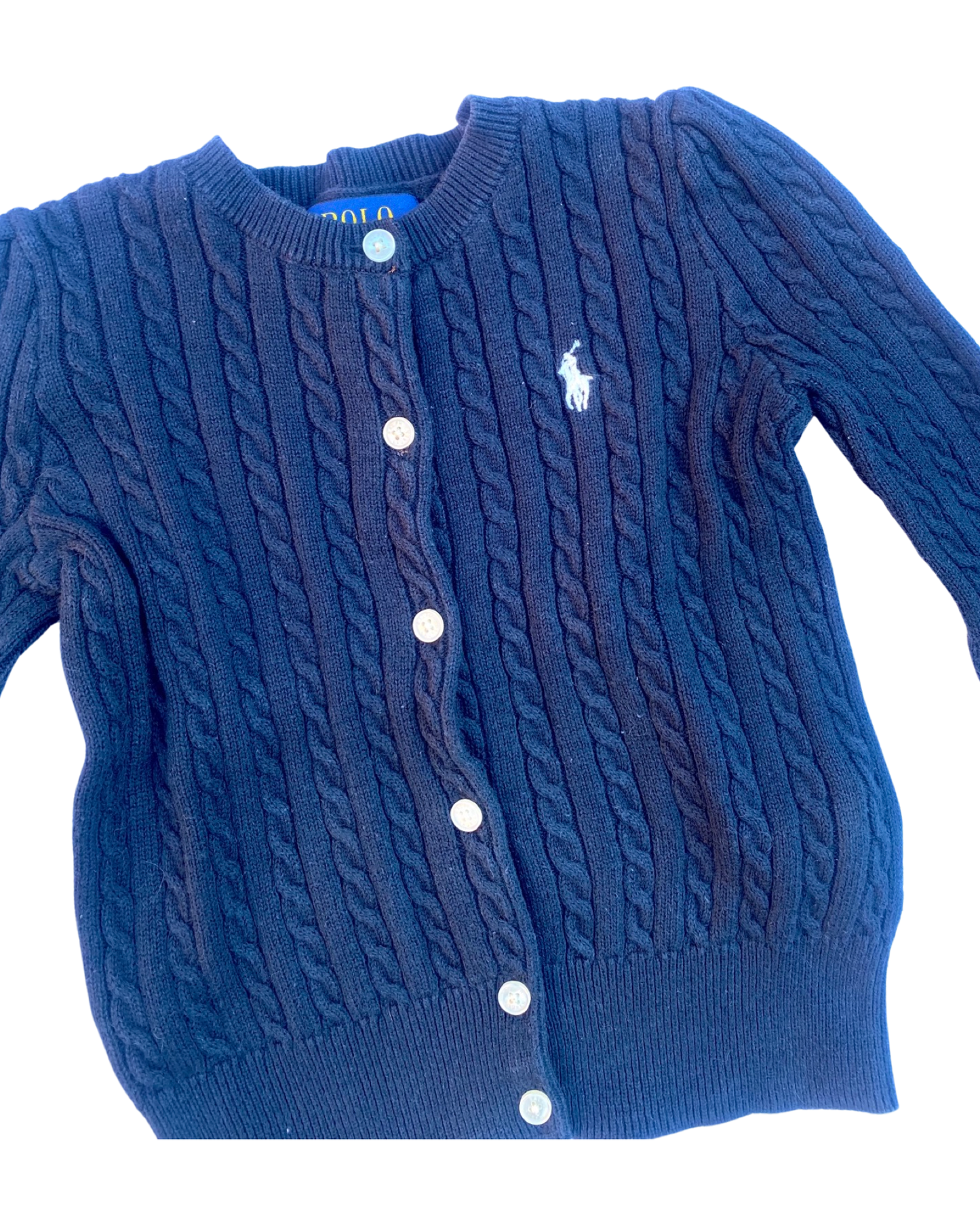 Ralph Lauren navy cable knit cardigan (1-2yrs)