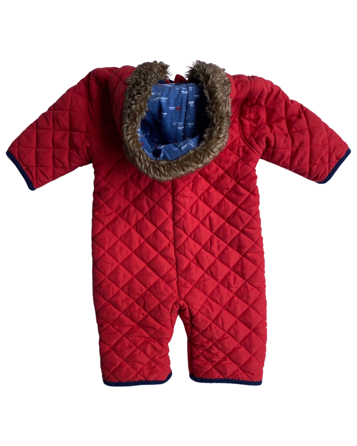 Miniclub red quilted pramsuit (6-9mths)