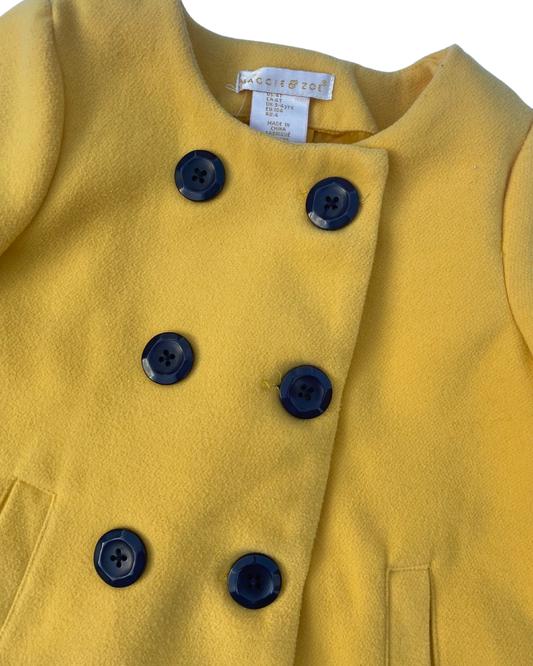 Maggie & Zoe yellow pea coat (3-4yrs)
