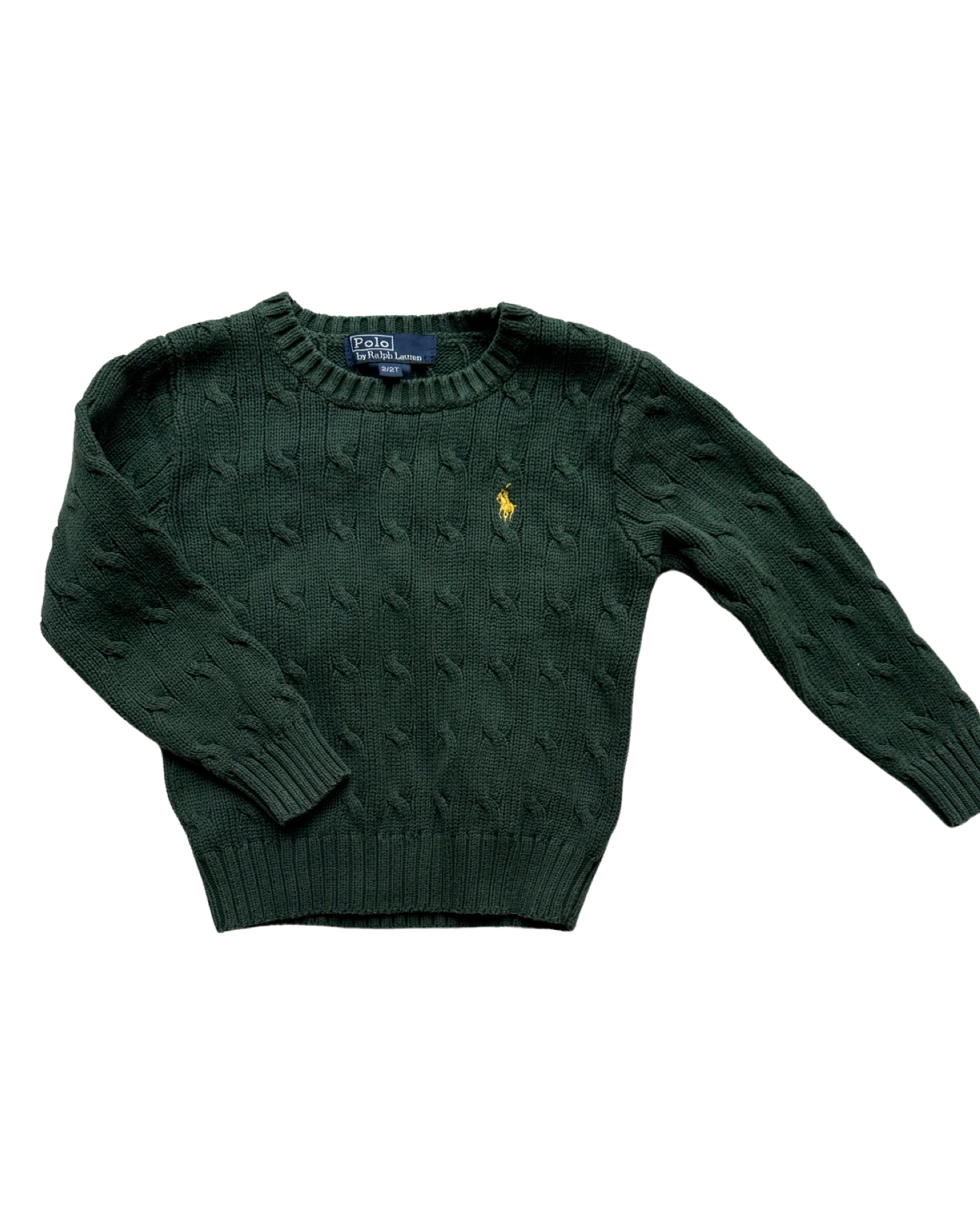 Ralph Lauren cable knit jumper in bottle green ( size 1-2yrs)