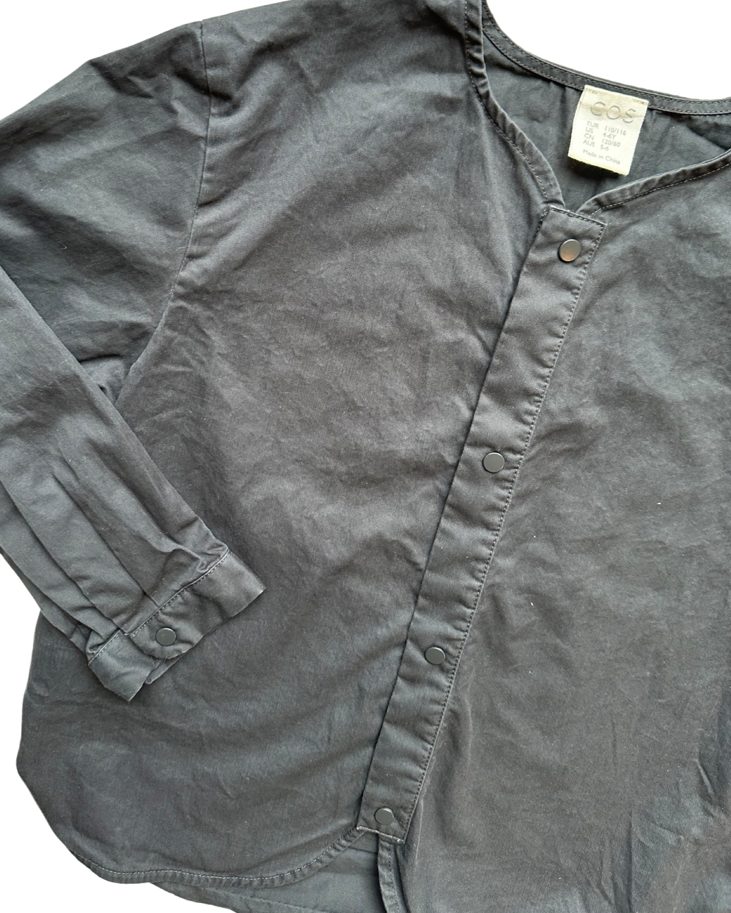 Cos kids woven cotton shirt in charcoal (size 4-6yrs)
