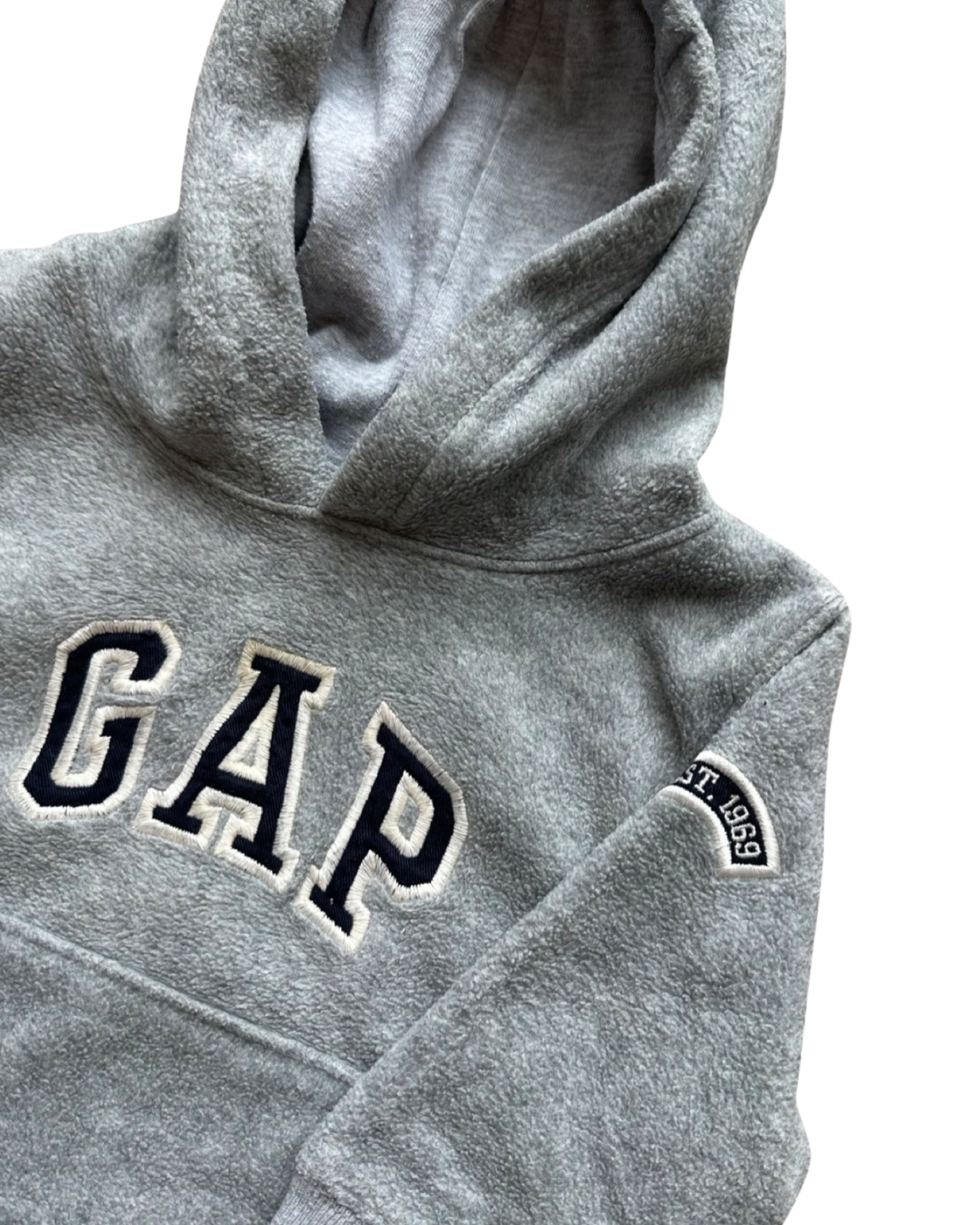 Baby Gap classic logo fleece hoodie in grey (size 6-12mths)