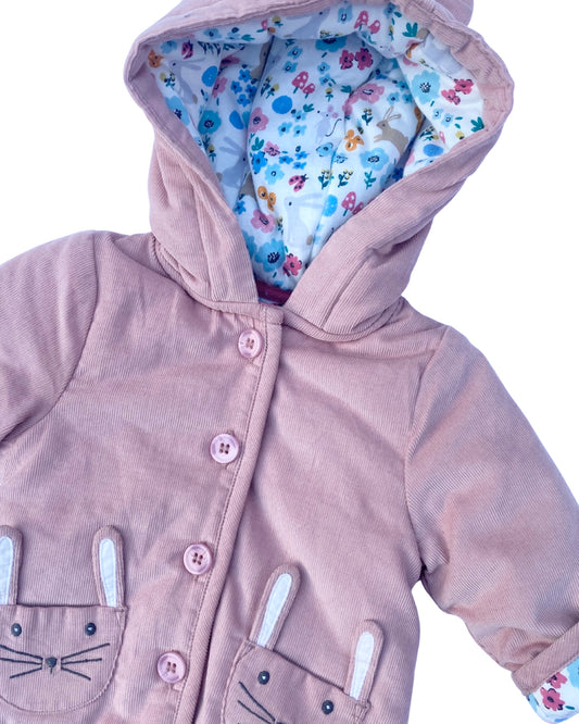 John Lewis pink needlecord bunny jacket (0-1mth)